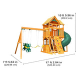 KidKraft Buffalo Crossing Wooden Swing Set with Playhouse, Rock Wall, Tube Slide and Glider KidKraft