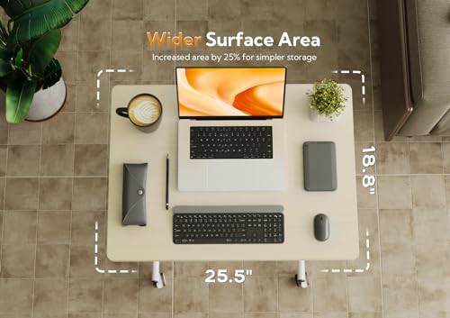 Claiks Mobile Standing Desk, Small Rolling Standing Desk with Wheels, Pneumatic Mobile Desks Workstation with Hook, Natural Claiks