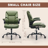 JOYNET Home Office Chair with Lumbar Support, Thickened Seat, Small PU Leather Desk Chair Swivel Rocking, Comfy Computer Chairs with Rolling Wheels & Flip up Armrests, Executive Chair |Green JOYNET