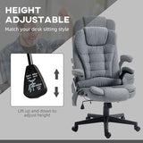 Vinsetto 6 Point Vibrating Massage Office Chair with Heat, Linen High Back Executive Office Chair with Reclining Backrest, Padded Armrests and Remote, Gray HOMCOM