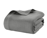 LANE LINEN Twin Blanket 100% Cotton Blankets Twin Size for Bed - Herringbone Weave (68"x90") Soft & Cozy Bed Blankets - Great Gifting in Any Season for Everyday Bedding - Oeko-TEX Certified - Grey LANE LINEN