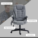 Vinsetto 6 Point Vibrating Massage Office Chair with Heat, Linen High Back Executive Office Chair with Reclining Backrest, Padded Armrests and Remote, Gray HOMCOM