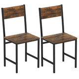 COSTWAY Dining Chairs Set of 2, Rustic Wood & Metal Frame Industrial Farmhouse Armless Side Chairs with Wide Comfy Seat & Slanted High Back for Dining Room, Kitchen, Home, Office, Restaurant COSTWAY