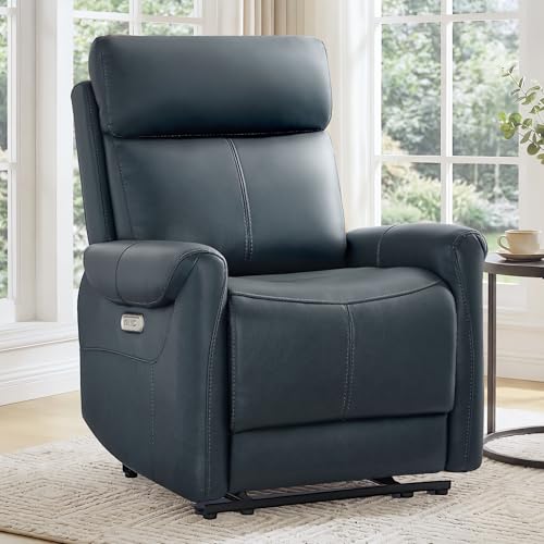 KISLOT Wall Hugger Recliner Chair for Adults, Faux Leather RV Recliner with USB Charging Ports Electric Power Reclining Sofa for Living Room Home Theater Seating Bedroom