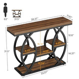 Tribesigns 39.4" Console Table, Industrial 4-Tier Sofa Table Entryway Table with Storage Shelves, Narrow Wood Accent Tables with Metal Frame for Small Spaces, Hallway, Foyer, Rustic Brown Tribesigns