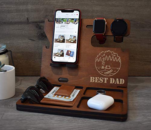 Wooden Docking Station, Personalized desk organizer, Nightstand Docking Station, Unique holiday gift, Wood docking station, Birthday Gift, Gift for Men, Anniversary Gift, Fathers Day Gift - WoodArtSupply