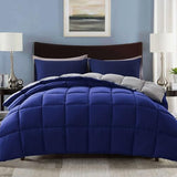 Decroom Lightweight Full Comforter Set with 2 Pillow Sham - 3 Pieces Set - Quilted Down Alternative Comforter/Duvet Insert for All Season - Blue/Grey - Full Size Decroom