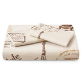 Marina Decoration Ultra Soft Silky Zipper Rich Printed Rayon from Bamboo All Season 2 Pieces Duvet Cover Set with 1 Pillowcase, Eiffel Tower Ivory Pattern Twin/Single Size Marina Decoration