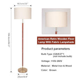 lianheng Mid Century Modern Floor Lamp,Floor Lamp Wood for Living Room,Stand Lamp with Beige Fabric Lampshade for Bedroom, Study Room and Office lianheng