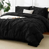 CozyLux Full Size Comforter Sets Black, 7 Pieces Pintuck Bed in A Bag Black Comforter Full Size, Pinch Pleat Bedding Sets with All Season Comforter, Sheets, Pillowcases & Shams CozyLux