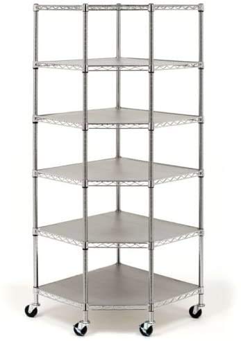 COLIBROX Heavy Duty Wire Steel 6-Tier Corner Shelf Garage Storage Shelving Rack