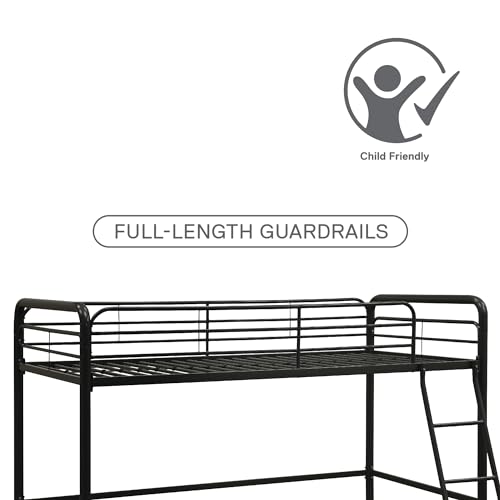 DHP Junior Loft Bed, Space-Saving Metal Frame, Black Finish, Ideal for Younger Children DHP
