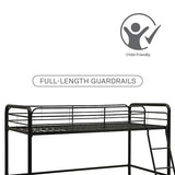 DHP Junior Loft Bed, Space-Saving Metal Frame, Black Finish, Ideal for Younger Children DHP