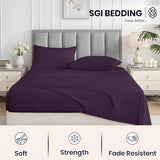 SGI 1000 Thread Count Egyptian Cotton King Sheet Set – Ultra Soft, Deep Pocket 15” Fitted, Breathable & Hotel-Quality,Luxury 4-Piece Premium Bedding Set for Crisp, Durable Comfort – Plum SGI bedding