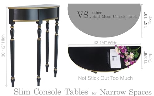 Stelalloy Half Moon Table - Black Console Table for Entryway, Hallway, Living Room - Demilune Table for Front Door - Half Circle Entryway Console Stelalloy