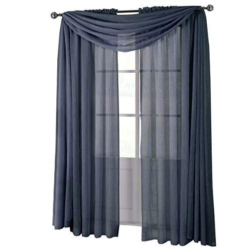 Royal Hotel Bedding Abri Navy Rod Pocket Crushed Sheer Curtain Panel 1PC Only, 50x63 inches Royal Hotel Bedding