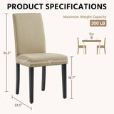 Yaheetech Dining Chairs Set of 2 Fabric Upholstered Parson Kitchen Chairs with Padded Seat and Solid Wood Legs for Dining Room/Restaurant, Khaki Yaheetech
