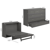 AFI, Northfield Murphy Bed Chest Queen with 6" Mattress, Storage Drawer & Built-in USB Charger, Grey AFI