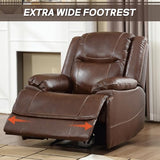 EBELLO Genuine Leather Manual Recliner Chair, Reclining Sofa Chair Couch for Living Room, Bedroom Furniture, Meeting Room, Brown EBELLO