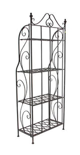 Deco 79 Metal Scroll Indoor Outdoor Tall Folding 4 Shelf Bakers Rack, 25" x 12" x 64", Black Deco 79