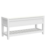 Roundhill Furniture Rouen Clean White Seating Bench with Shoe Storage, Roundhill Furniture