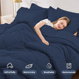 FUANNA 7 Pieces Full Size Comforter Sets, All Season Bedding Sets Full Size, Luxury Soft Bed in a Bag with Comforter, Flat Sheet, Fitted Sheet, Pillowcases & Pillow Shams, Navy Blue FUANNA