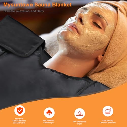 Infrared Sauna Blanket,Portable Sauna Blanket at Home for Body Health and Detoxification,Sauna Blanket for Home Use with Red Light Therapy, Low EMF , 86-176℉, 20-60 Minutes Timer, 5.9ft x 2.62ft mysuntown