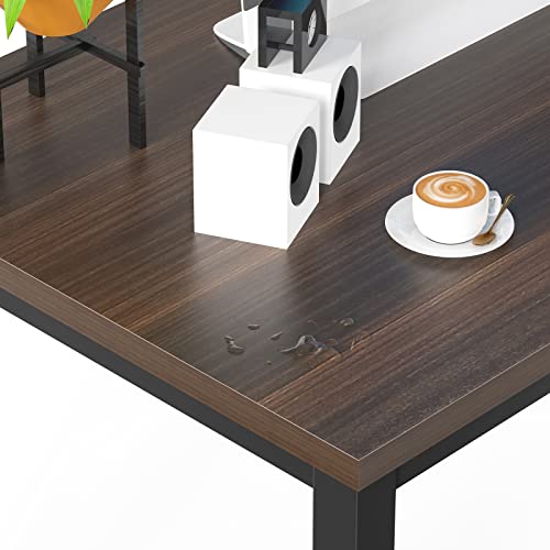 NSdirect Large Office Desk for Home Office, Large 63” Computer Desk Table, Wide Writing Study Desk for 2 Person, Metal Sturdy Frame Thicker Steel Legs, Black Chocolate NSdirect