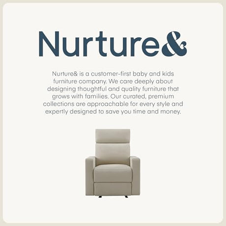 Nurture& The Glider Premium Power Recliner Nursery Glider Chair with Adjustable Head Support | Designed with a Thoughtful Combination of Function and Comfort | Built-in USB Charger (Ivory) Nurture&