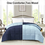 Homelike Moment Twin Comforter Duvet Insert- Blue Down Alternative Bed Comforter Twin Size, Lightweight Bedding Comforters Quilted Soft All Season Reversible Navy/Light Blue Homelike Moment