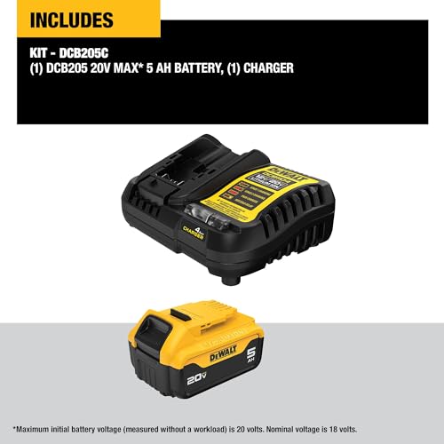 DEWALT 20V MAX 5 Ah Lithium-Ion Battery and Charger Starter Kit (DCB205C) - WoodArtSupply