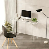 Acryve Acrylic Desk - Clear Acrylic Table, Modern Home Office Study Table, Extended Surface Multi-Purpose Console, Sturdy Lightweight Workstation for Small Spaces (Transparent-L) Acryve