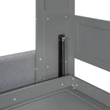 Ball & Cast Queen Size Murphy Bed Wall Bed with Sofa,can be Folded,Multifunctional Hideaway Cabinet Bed Frame,No Box Spring Needed,for Apartment,Bedroom,Guest Room,Gray Ball & Cast
