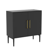 KFO Storage Cabinet with Doors, Black Accent Cabinet, Modern Free Standing Cabinet, Black Sideboard with Metal Base for Bedroom, Living Room, Kitchen and Office KFO