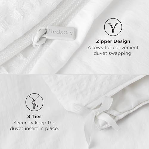 Bedsure Luxury Waffle Duvet Cover Queen Size - Textured Duvet Cover Set, Soft, Breathable Bedding Set (90"x90") with 2 Pillow Shams for All Season, Pure White, Comforter Not Included Bedsure