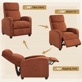 Yaheetech Corduroy Recliner Chair Set of 2, Upholstered Reclining Sofa Chair with Pocket Springs for Living Room, Home Theater Seating with Thicker Seat Cushion, Brick Red