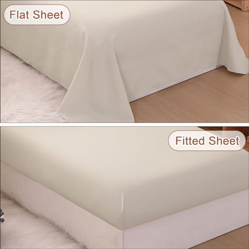 Wowelife Toddler Comforter Set for Girls, Pale Beige Toddler Bedding Set, 4 Pieces Double Ruffles Soft and Breathable Bed Set Includes Comforter, Fitted Sheet, Flat Top Sheet and Pillowcase Wowelife