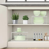 AKAZA 2Pcs 2-Tier Corner Stackable Organizer Shelf for Kitchen - Cabinet Storage Shelf Rack, Shelves，Kitchen Counter and Cabinet Shelf, Storage Rack Organizer (White) AKAZA