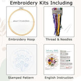 Nuberlic Pansy Flower Embroidery Kit for Beginners Cross Stitch Kits- Complete Starter Set with Hoop, Pre-Printed Fabric, Threads & Needles