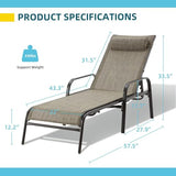 EROMMY Patio Lounge Chairs Set of 2, All-Weather Waterproof Upgraded Outdoor Pool Chaise Lounge Chairs with Adjustable Backrest for Beach Yard Poolside