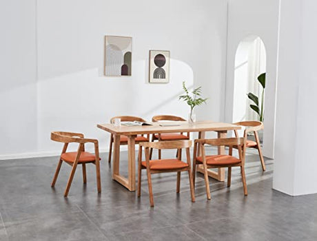 woJKod 6-8 People 6FT Ash Wood Table Rectangular, Kitchen Dining Table, Modern Conference Desk Table for Office-Bouns Socket/Console woJKod