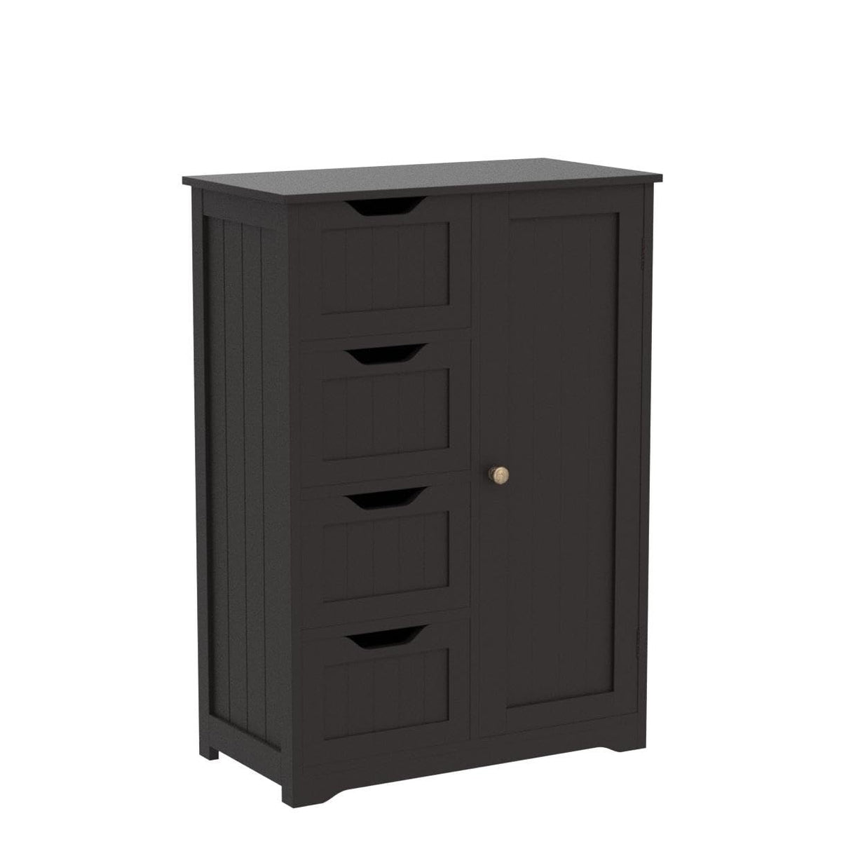 Yaheetech Espresso Wooden Bathroom Storage Cabinet with 4 Drawers and Cupboard Yaheetech