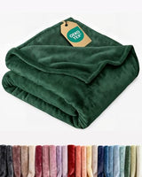 Ultra Soft Fleece Blanket Throw Size - Flannel Fleece Luxury Throw Blanket - Lightweight for Couch Bed Chair - Thick, Warm & Breathable - All Season Cozy Anti-Static Microplush Bedding, Forest Green CGK Unlimited