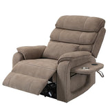 JIKFRIMA Power Lift Recliners Chairs for Elderly Adults Lay Flat Recliner with Heat & Massage, Wireless Charging Device, USB Ports, Cup Holder, Lumbar Pillow, 400Lbs（Velvet Fibric,Light Brown）