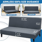 ZNSAYOTX Stretch Fit Futon Cover (67"-82") Armless Futon Sofa Bed Slipcover with Elastic Band, Universal Foldable Sofa Mattress Protector Full Queen Size, Washable Comfort Jacquard (Dark Grey) ZNSAYOTX