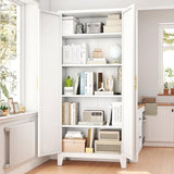 Zevemomo 71'' Tall Metal Pantry Cabinet with 2 Doors, Freestanding Kitchen Storage Cabinet with 4 Adjustable Shelves, Steel Cupboard for Kitchen, Pantry, Dining Room, Living Room, Bathroom, White Zevemomo