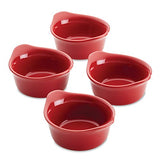 Rachael Ray Solid Glaze Ceramics Round Ramekins/Dipping Cup Set, 4 Piece, Red Rachael Ray