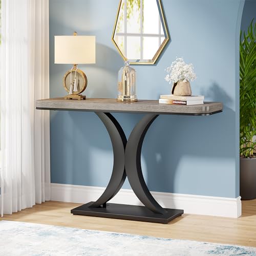 Tribesigns Industrial Console Table, 40 inch Narrow Entryway Foyer Table with Geometric Base, Rustic Hallway Accent Table for Living Room, Entrance Tribesigns