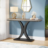 Tribesigns Industrial Console Table, 40 inch Narrow Entryway Foyer Table with Geometric Base, Rustic Hallway Accent Table for Living Room, Entrance Tribesigns