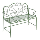 Christopher Knight Home Layon Iron Outdoor Bench, Patio Loveseat for 2 People, Durable Garden Bench with Floral Pattern Backrest, Slatted Seat for Park/Yard, Spacious Outdoor Seating, Matte Green Christopher Knight Home